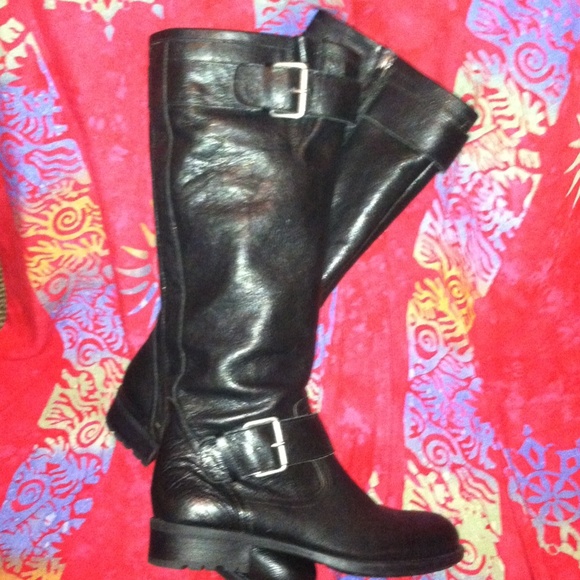 📌REDUCED FRANCO SARTO BLACK LEATHER TALL BOOTS - Picture 4 of 4